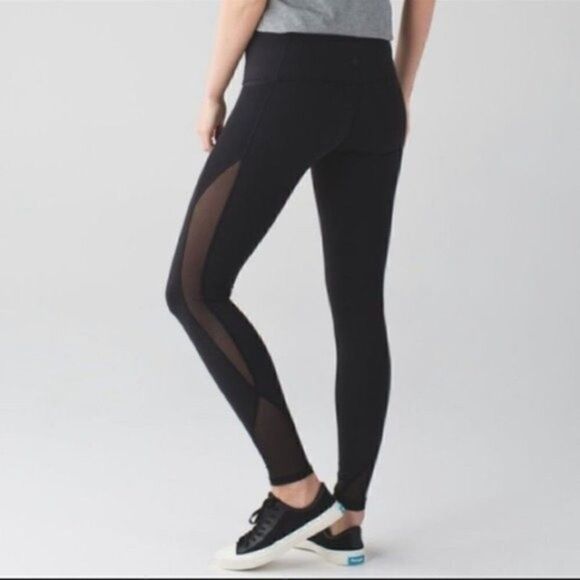 Lululemon Make a move tigth leggings size6 solid black mesh pockets high waist - Picture 5 of 14